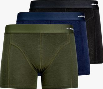 Jack & Jones Mens Jack & Jones BASIC BAMBOO Mens 3 Pack Trunks Forest Night - Green - Size: 32/30/31