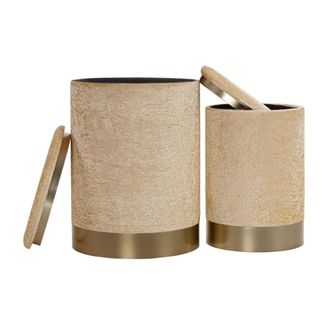 Calicosy Juego de 2 pufs con almacenaje D35 cm - Beige