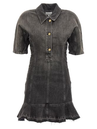 Ganni Black Cotton Short Womens Dress