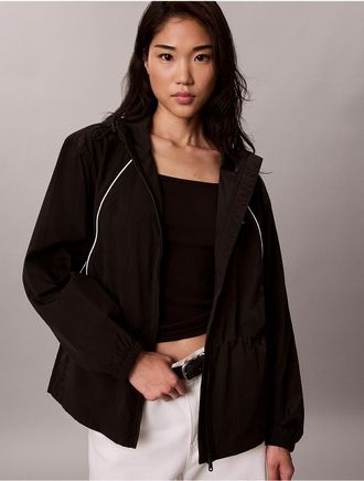Calvin Klein Jeans Calvin Klein Womens Lightweight Cinch Waist Windbreaker Jacket - Black - XL