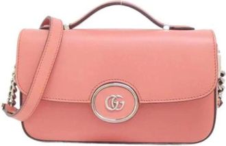 Gucci Pre-owned Cross Body Bags, female, Pink, Size: ONE SIZE Pre-owned Leather Cross Body Bag