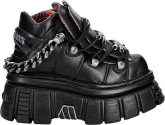 New Rock Met 012C Enkellaars - Dames - Sneakers - Zwart - 38 EU - Leer - Schoenen