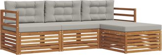 vidaXL Conjunto De Sof&aacute;s De Exterior 4 Uds. Gris Natural Y Claro Vidaxl