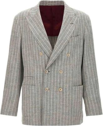 Brunello Cucinelli Jassen, Heren, Grijs, L, Blazer My 4577Bbd_C003