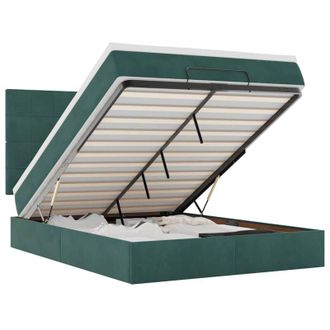 vidaXL Estructura Cama Otomana Colchones Terciopelo Verde Oscuro Vidaxl
