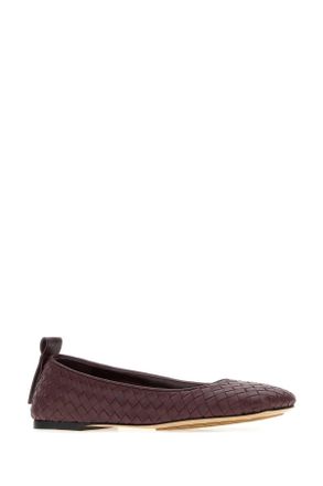 Bottega Veneta Womens Charlotte Ballerina Mahogany Lamb