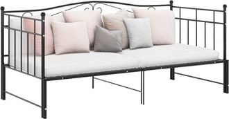 vidaXL Pull-out Sofa Bed Frame without Mattress Black Metal 90x200 cm vidaXL