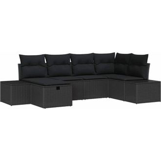 vidaXL Juego De Sof&aacute; Con Coj&iacute;n 6 Pcs Rat&aacute;n Sint&eacute;tico