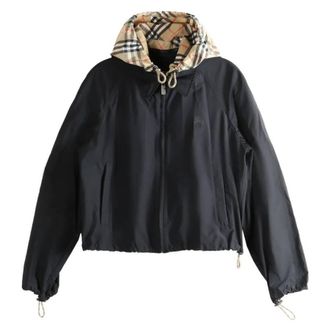 Burberry Newcott Check-Hood Cropped Jacket, Size Large