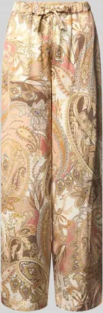 Monari Stoffhose aus Viskose mit Paisley-Muster Modell Pia in Camel Melange, Gr&ouml;&szlig;e 34