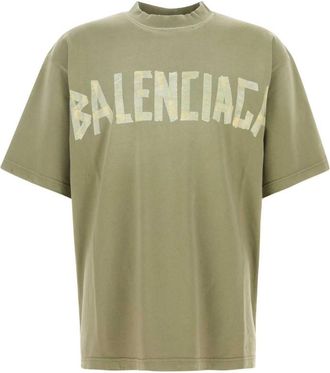 Balenciaga Sage Green Tape Type Cotton T-shirt