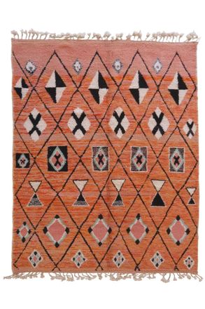 AFK Living Alfombra moderna bereber marroqu&iacute; de lana naranja 221 x 293 cm
