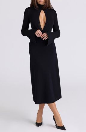 House of CB Lois Long Sleeve Sweater Bodysuit in Black at Nordstrom, Size X-Small