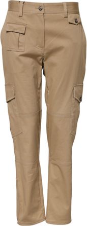 Dolce & Gabbana Beige Mid Waist Cargo Tapered Womens Pants