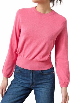 Lilla P Pleated Sleeve Crewneck Sweater In Calypso