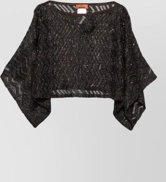 Missoni cropped top wide sleeves sequin sheer zigzag