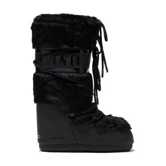 Moon Boot Schoenen, Dames, Zwart, 39 EU, Leer, Icon Faux Fur Boot