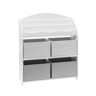 Mobili Rebecca Mobili Rebecca - Rebecca Mobili Estanteria Juguetes Infantil Mdf Blanco Gris Con 4 Cajas