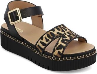Mia Jaiden Ankle Strap Sandal in Leopard/Black at Nordstrom, Size 6.5
