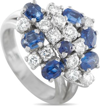Luxury Bazaar 18K White Gold 0.90ct Diamond and Sapphire Ring MF35-011626