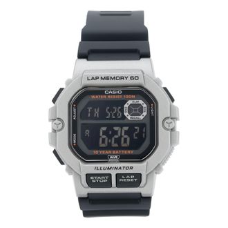 Casio Stylish Quartz Movement 47.2*44.5*13.4mm Resin Strap Watch Black Silver Unisex Mens WS-1400H-1BVD