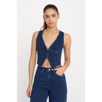 Good American Womens Jeanius Vest | Indigo, Size Medium | Good American by Khlo&Egrave; Kardashian
