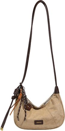 Generic Women PU Crossbody Bag Solid Color Hobo Bag Underarm Bag for Daily Use (Beige)