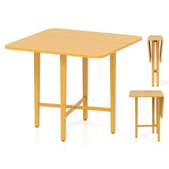 Costway Costway Extendable Dining Table Drop Leaf Kitchen Table in Natural