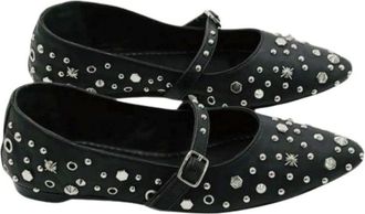 De Siena shoes Schoenen, Dames, Zwart, 37 EU, Gestikte leren balletflats