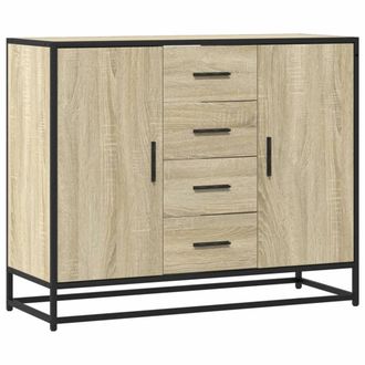 Berkfield Home Sideboard Sonoma Oak 92x35x76 cm Engineered Wood in Light Brown | Size: 92 x 35 x 76 cm