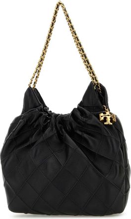 Tory Burch Womens Hobo Shoulder Black Body Lamb Leather