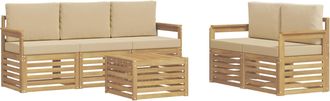 vidaXL Conjunto De Sof&aacute;s De Exterior 6 Uds. Y Beige Poli&eacute;ster Vidaxl