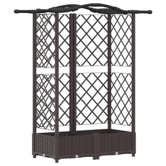 vidaXL Cama Elevada Con Trellis Y Techo Marr&oacute;n 124 X 40 X 126 Cm Pp Vidaxl