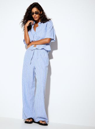 Vero Moda Womens Linen blend elastic-waistband wide-leg pant