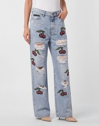 Philipp Plein Skater Fit Jeans Cherrylicious Women in Sky Wash at Nordstrom, Size 27