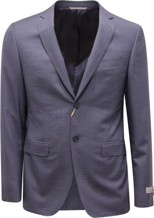 Canali Geruite wollen pak Made in Italy - Heren - Blazers - Blauw - S - Wol - Jassen