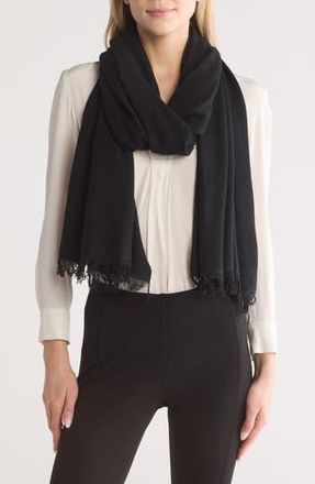 Portolano Merino Wool Blend Eyelash Fringe Wrap Scarf in Black at Nordstrom Rack
