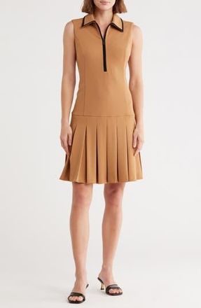 Calvin Klein Piped Sleeveless Tennis Dress in Luggage/Black at Nordstrom Rack, Size 10