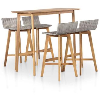 vidaXL Set De Comedor De Jard&iacute;n 5 Piezas Madera Maciza De Acacia Vidaxl