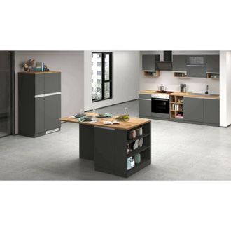 Dmora Dmora - Cocina Completa Aymon, Conjunto De Cocina Modular, Cocina Modular Con M&uacute;ltiples Elementos, 100% Made In Italy, Antracita Y Roble, Con Embalaje