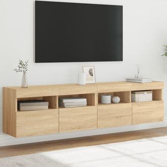 vidaXL Vidaxl - Muebles De Tv De Pared Luces Led 2 Uds Roble Sonoma 80x30x40 Cm