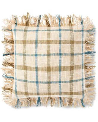 Loloi Rugs Handwoven Modern Abstract Structured Check Pillow With Fringe