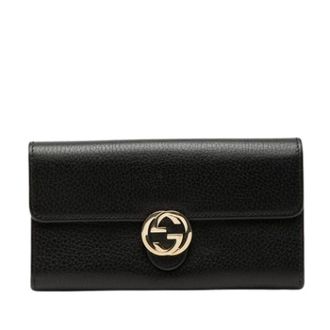 Gucci Pre-owned Wallets, female, Black, Size: ONE SIZE Pre-owned Leather Wallet