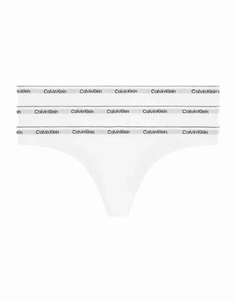 Calvin Klein Womens 3-Pack Modern Logo Thongs, White - Size: 18/32in