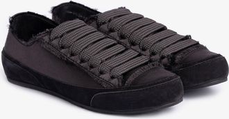 Pedro Garcia Black frayed satin sneaker | Parson | Essentials collection