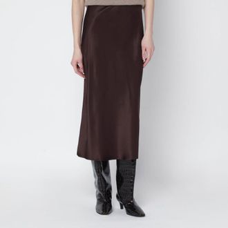 Anine Bing Brown silk Bar midi skirt