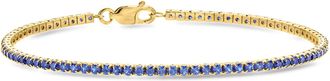 Ross-Simons Lab-Grown Sapphire Tennis Bracelet in 18kt Gold Over Sterling