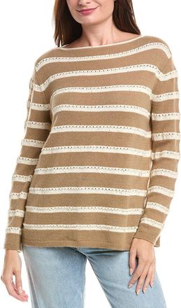 Lafayette 148 New York Stripe Cashmere-Blend Sweater