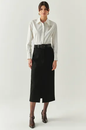 Exquise Arlette Belted Skirt in Black at Nordstrom, Size X-Large
