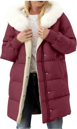 Generic autumn jackets for women uk Winter Jackets for Women UK Plus Size Quilted Fleece Parka Jacket Full Zip Womens Casual Thick Windproof Thermal Coats Hoo